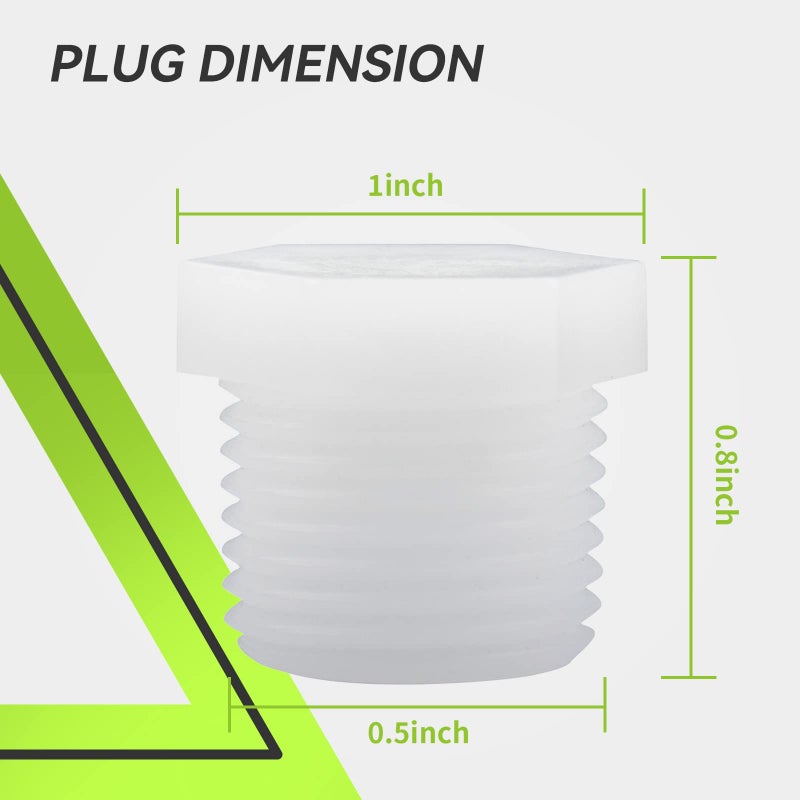 RVMATE RV Water Heater Drain Plug Kit, Include Angled Wrench, 4 Pieces 1/2" NPT Replacement Plugs and 1 Roll PTFE Tape - Image 5